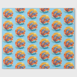 Papel De Presente Dois golfinhos de desenho animado saltando