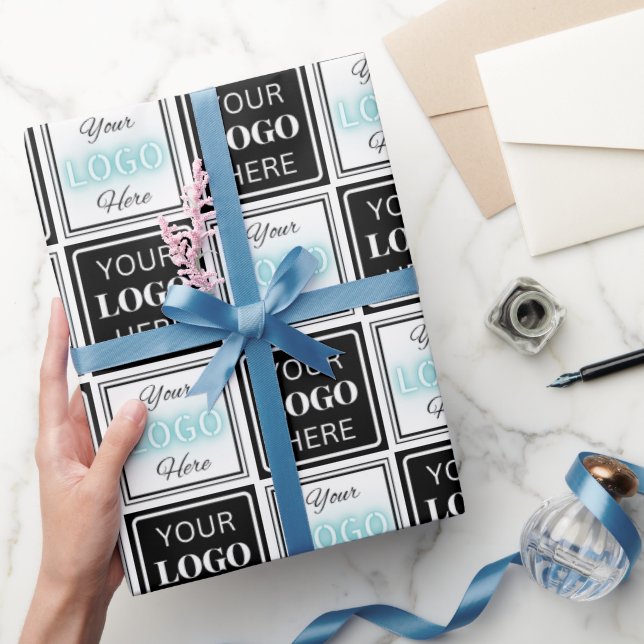 Papel De Presente Dois Logos Evento Simples Fundo Branco (Presentear)
