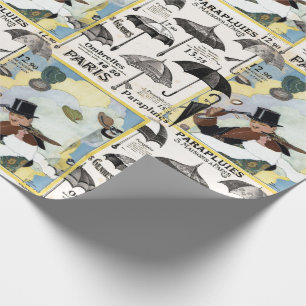 Papel De Presente Dois padrões fotográficos Vintage Umbrellas Mens H