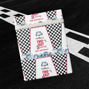 Papel De Presente Dois rápidos 2º aniversário Menino Carro de corrid