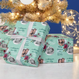 Papel De Presente Dois Rosa de Natal para Modelo de Foto