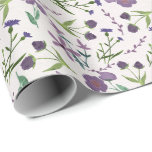 Papel De Presente Dom de Aquarela Verde Roxo para ela<br><div class="desc">Um bonito papel de embrulho floral,  roxo e verde,  de aquarela.</div>