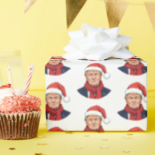 Papel De Presente Donald Trump Com Papai Noel Que Feliz Natal