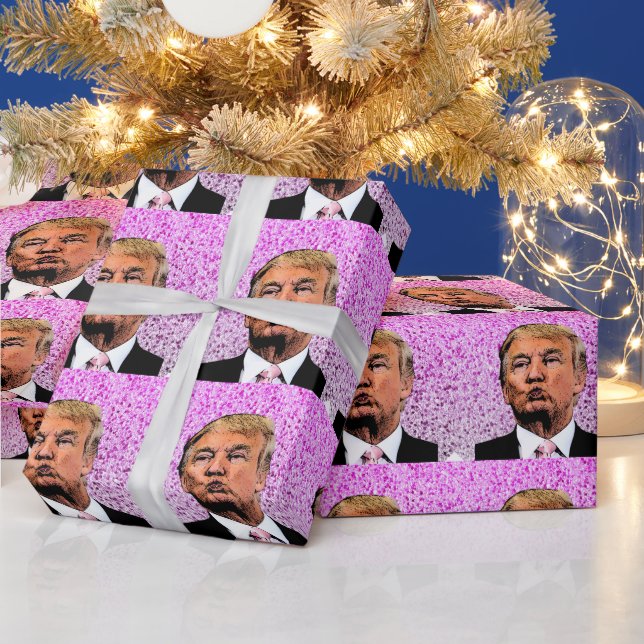 PAPEL DE PRESENTE DONALD TRUMP GLITTER CHRISTMAS KISS WRAPPING PAPEL (Feriados)