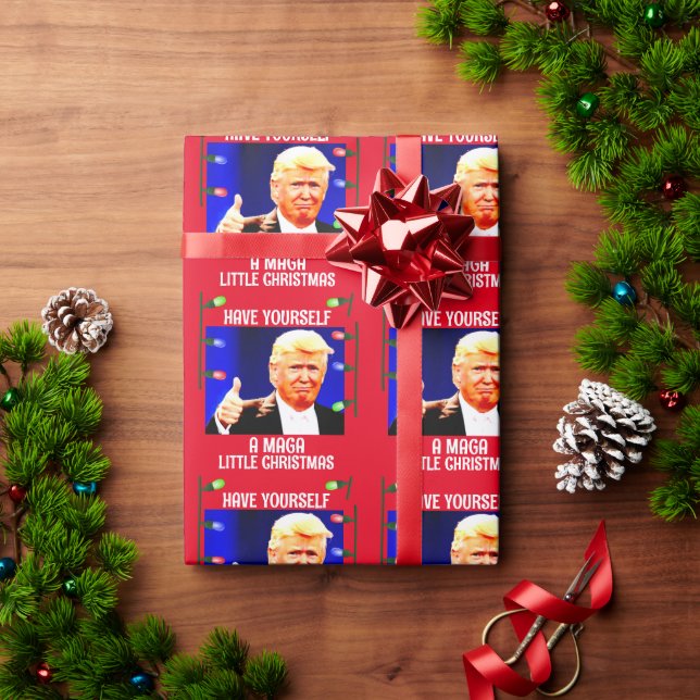 Papel De Presente DONALD TRUMP MAGA PEQUENO PAPEL DE VARRASTO DE Nat (Presente de Natal)