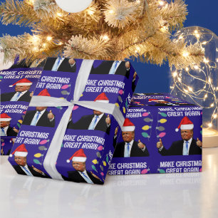 PAPEL DE PRESENTE DONALD TRUMP SANTA HAT CHRISTMAS WRAPPING PAPEL