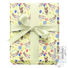Papel De Presente Donkey Birthday Gift Wrapping Paper in Yellow