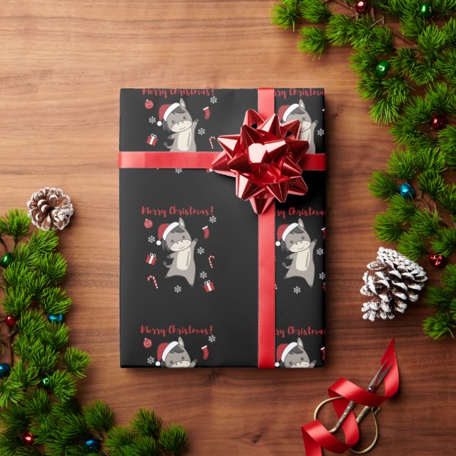 Papel De Presente Donkey Christmas Donkeys Animais de inverno (Presente de Natal)