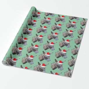 Papel De Presente Donkey Love vestindo um Papai Noel