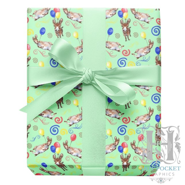 Papel De Presente Donkey Wrapping Paper in Green (Criador carregado)