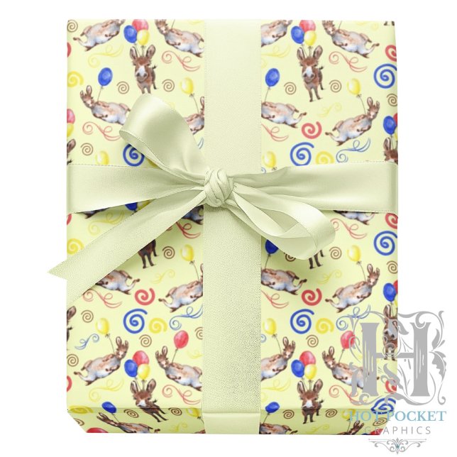 Papel De Presente Donkey Wrapping Paper in Yellow (Criador carregado)