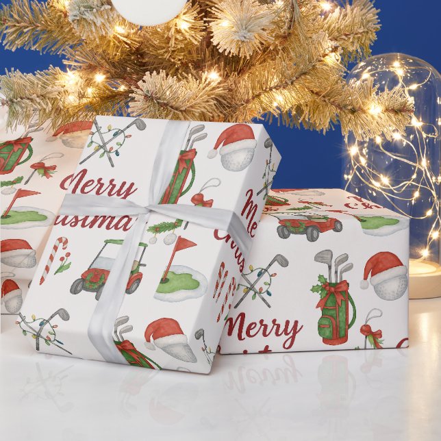 Papel De Presente Dons temáticos de golfe do Natal para golfista (Feriados)
