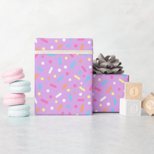 Papel De Presente Donut com Glacê Roxo Fofo e Confeitos