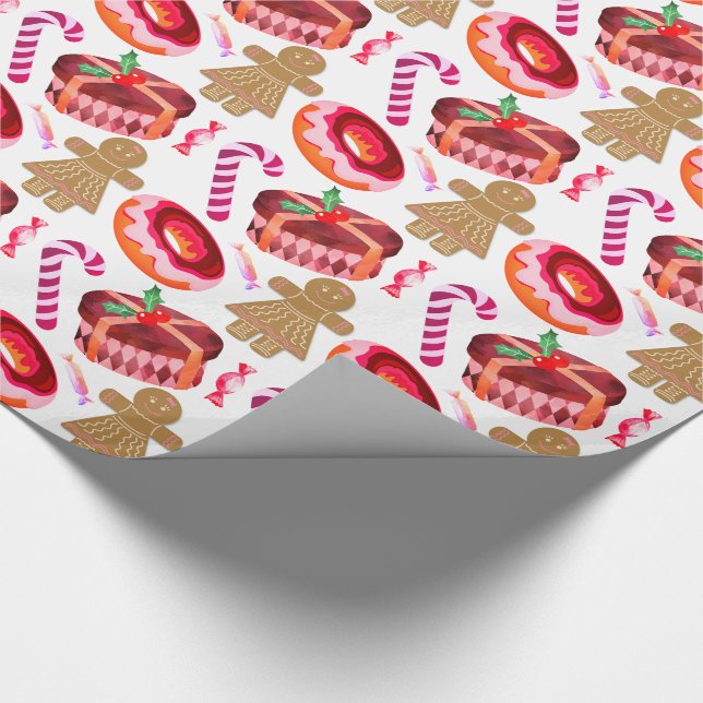 Papel De Presente Donuts com Glacê Rosa Canas de Açúcar Bonecas de P (Ponta)