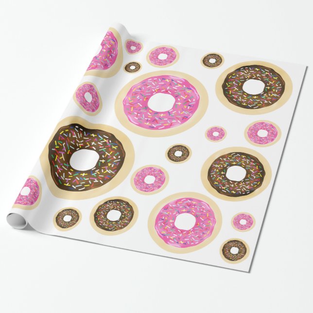Papel De Presente Donuts com Glacê Rosa Festa de Aniversário Diverti (Desenrolado)