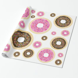 Papel De Presente Donuts com Glacê Rosa Festa de Aniversário Moderna