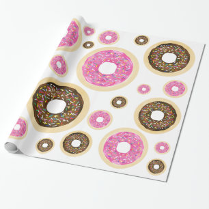 Papel De Presente Donuts com Glacê Rosa Festa de Aniversário Moderna