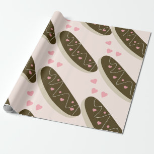Papel De Presente Donuts Eclair Dia dos Namorados Corações