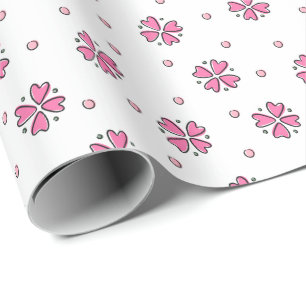 Papel De Presente Doodle Daisies e Pontos