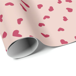 Papel De Presente Doodle de Coração Vermelho Espalhado Fofo