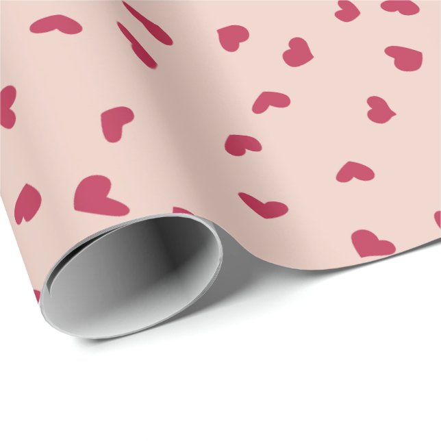 Papel De Presente Doodle de Coração Vermelho Espalhado Fofo (Ponta do rolo)