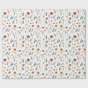 Papel De Presente Doodle de Flor Silvestre
