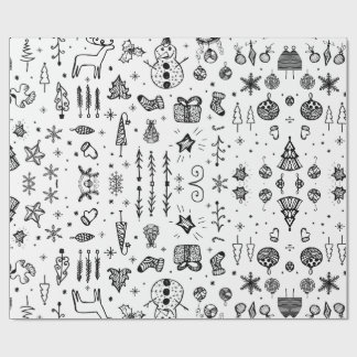 Papel De Presente Doodle de Natal Desenhado à Mão