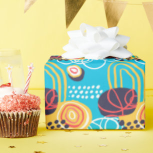 Papel De Presente Doodles Funky Na Aqua