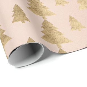 Papel De Presente Dourada árvore de Natal, , cor-de-rosa, mínima