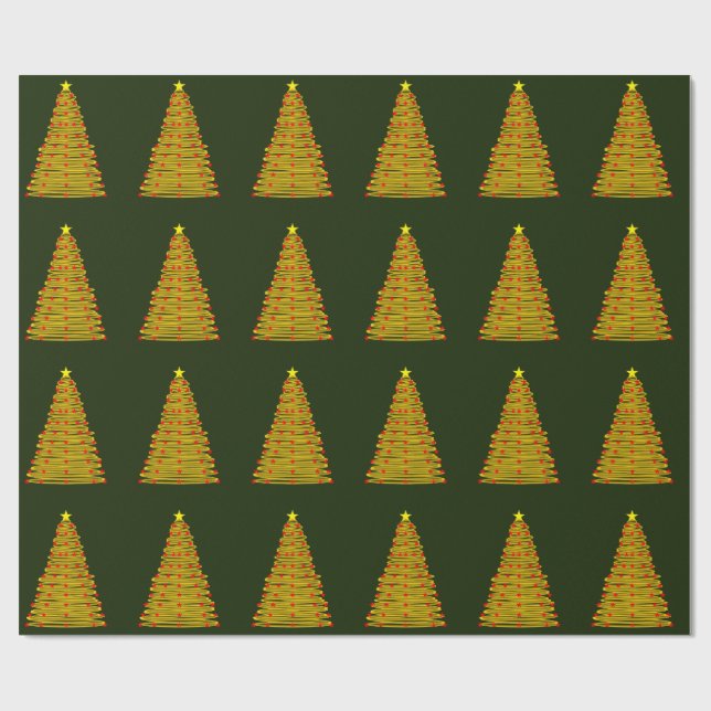 Papel De Presente Dourada árvore de Natal sobre o Livro Verde (Aberto)