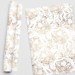 Papel De Presente Dourada Faux Elegante Desenhando Florais Dando Pre