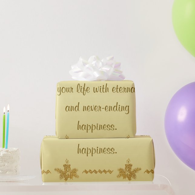 Papel De Presente Dourada Glitter Feliz Natal, Papai Noel em ouro (Presentes para festas)