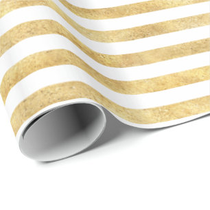 Papel De Presente Dourada Glitzy Stripes