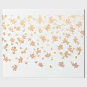 Papel De Presente Dourada Leaf Confetti em tela clara