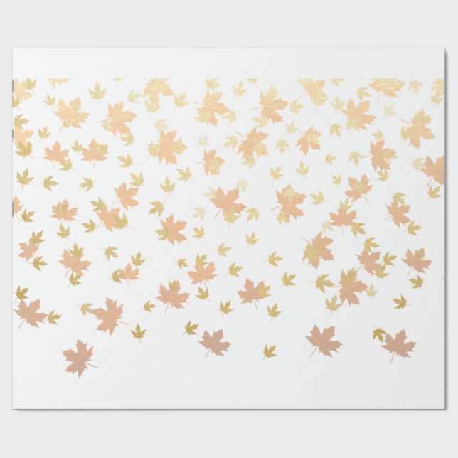 Papel De Presente Dourada Leaf Confetti em tela clara (Aberto)