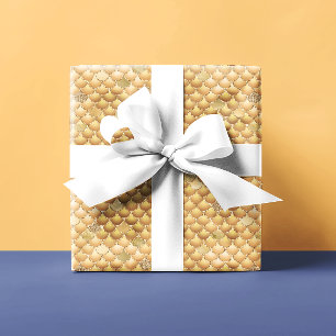 Papel De Presente Dourada Metálica - Olhar Escalas Sereias