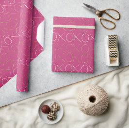 Papel De Presente Dourada Rosa Girassol Glam XOXO Amor