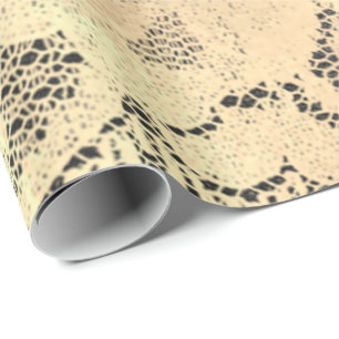 Papel De Presente Dourada Sépia Metálica Faux Luxury Lace Floral Pre