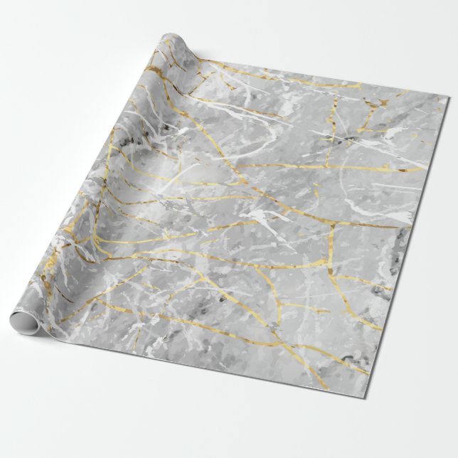 Papel De Presente Dourada textura marmoreada (Desenrolado)