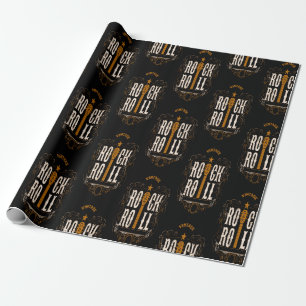 Papel De Presente Dourada Vintage Rock And Roll