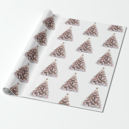 Papel De Presente Douradas Árvores Brancas Rosa Rosa Esbranquiçada