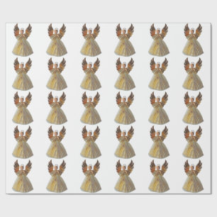 Papel De Presente Dourado Angel White Wraping Paper