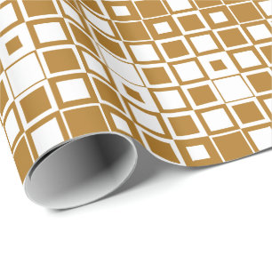 Papel De Presente Dourado Antigo Mate e Quadrado Branco Dentro do Qu