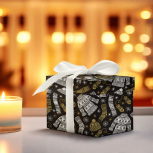 Papel De Presente Dourado branco preto Vestuário de inverno moderno