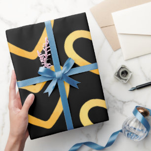 Papel De Presente Dourado coração sobre fundo negro