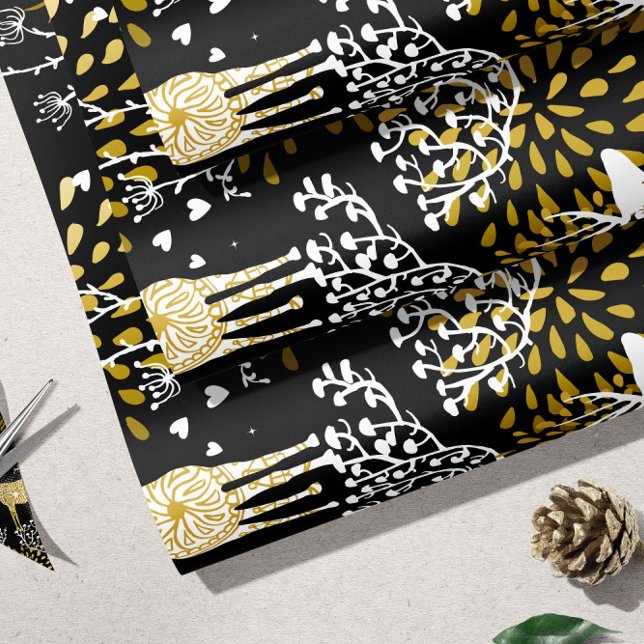 Papel De Presente Dourado Deer | Papel de enrolamento de Natal (Gold Deer | Christmas Wrapping Paper)