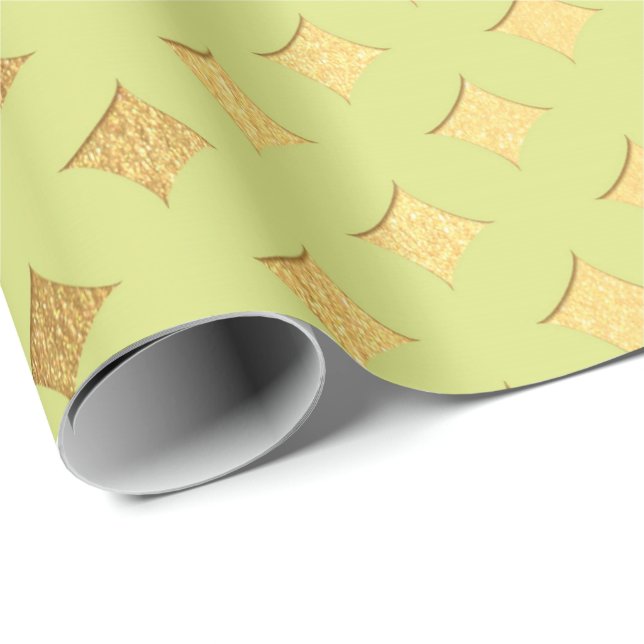 Papel De Presente Dourado Diamond Cut Bright Mint Canary Peak Herald (Ponta do rolo)