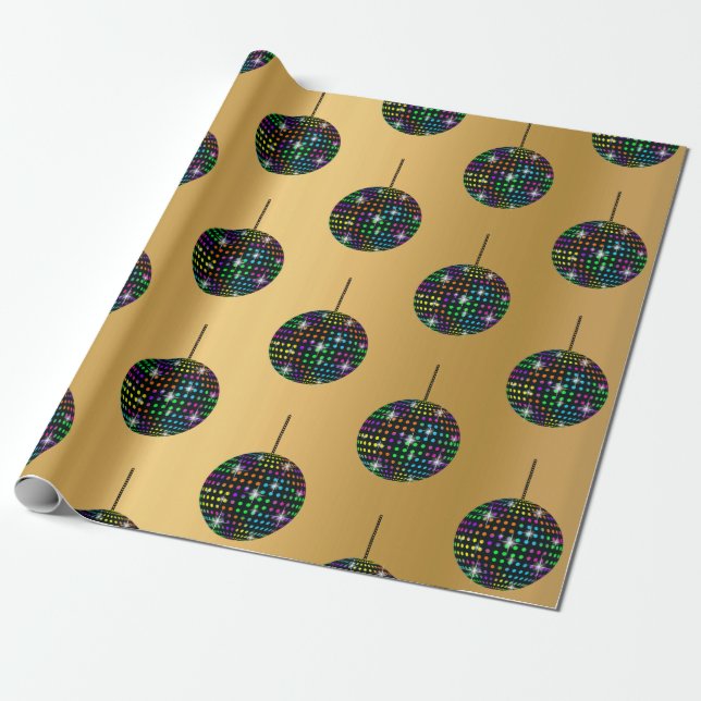 Papel De Presente DOURADO disball BIRTHDADING WRAP (Desenrolado)