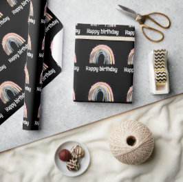 Papel De Presente dourado doce de aniversário Estrelas do arco-íris