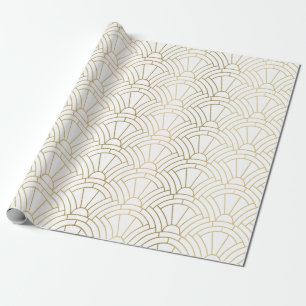 Papel De Presente Dourado e branco, padrão sem desobediência de art-
